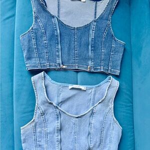 Denim Crop Tops Set